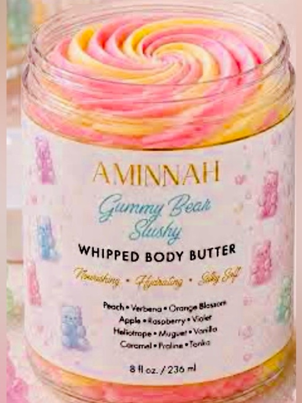 AMINNAH Gummy Bear Slushy Whipped Body Butter - Pink & Yellow